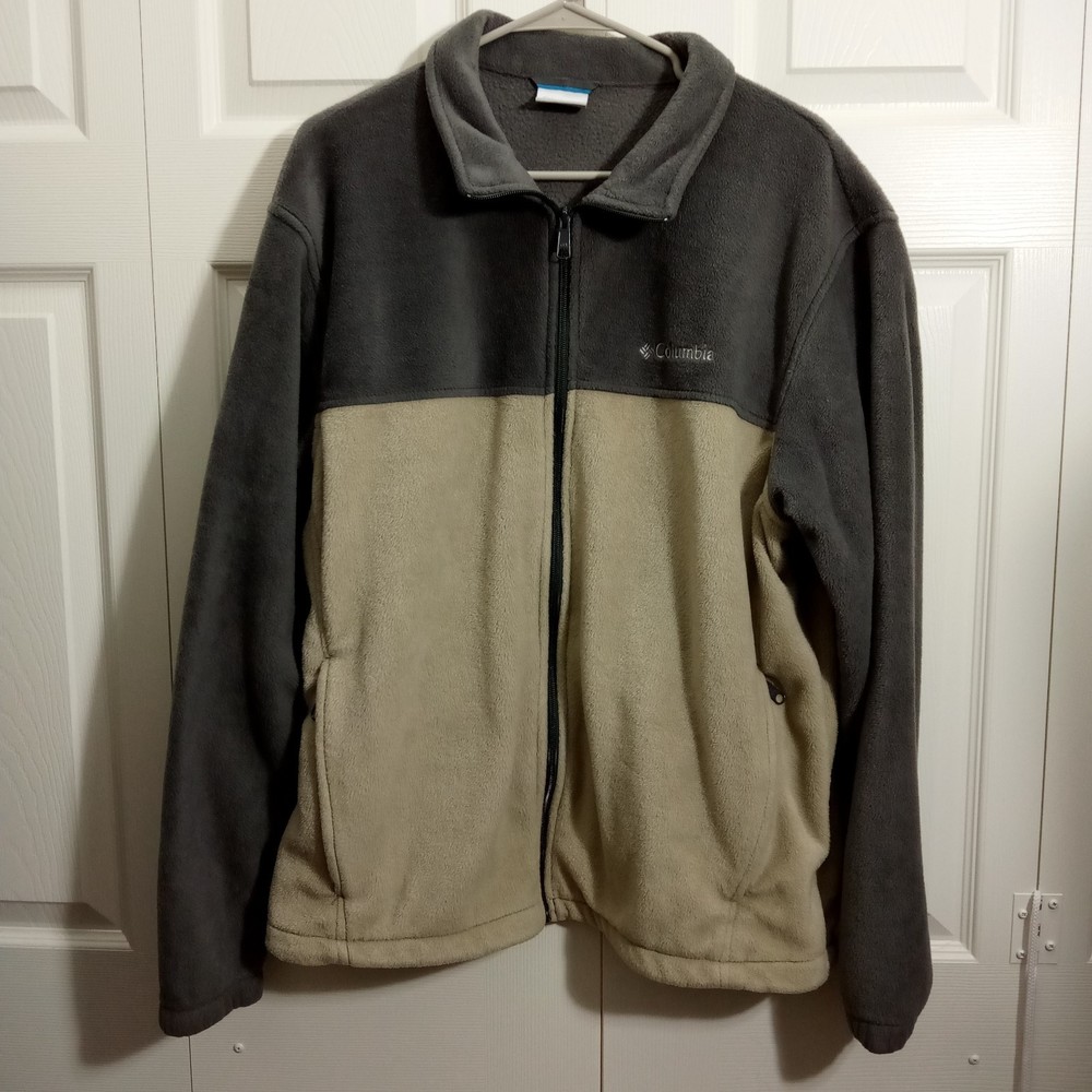 Columbia Men's Gray/Brown Fleece Jacket in size XL
